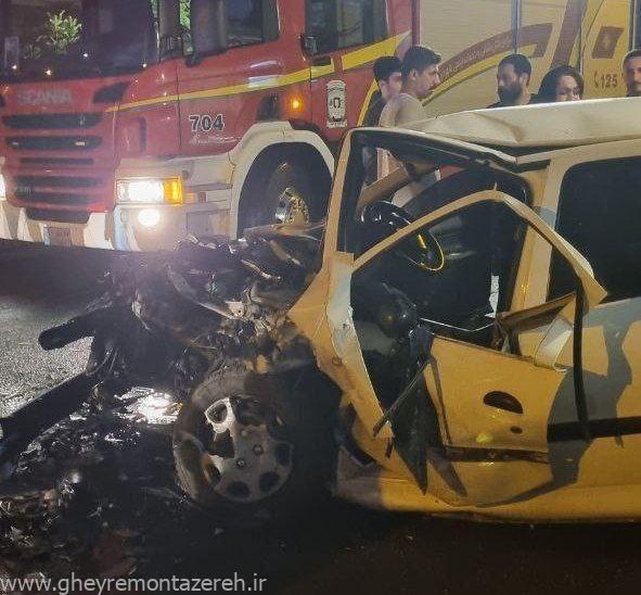 تصادف شدید در رشت؛ راننده ۲۵ساله در ۲۰۶ حبس شد!