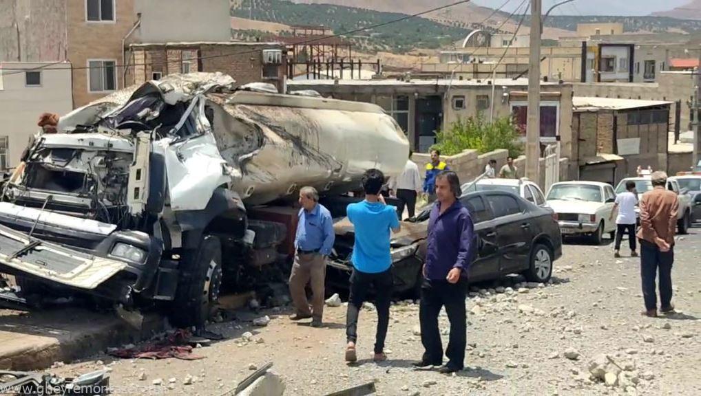 خودروی تانکر سوخت گازوئیل در لوشان ترمز برید خودروی تانکر سوخت گازوئیل در لوشان ترمز برید